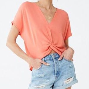 F21 Twist-Front Dolman-Sleeve Crop Top